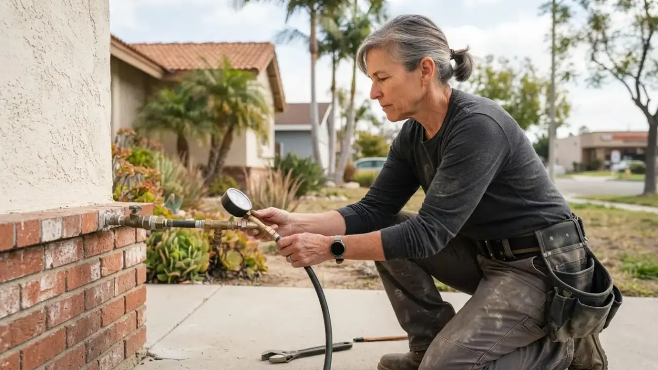 Why Is Water Pressure Low in Your Downey Home?: plumber checking water pressure